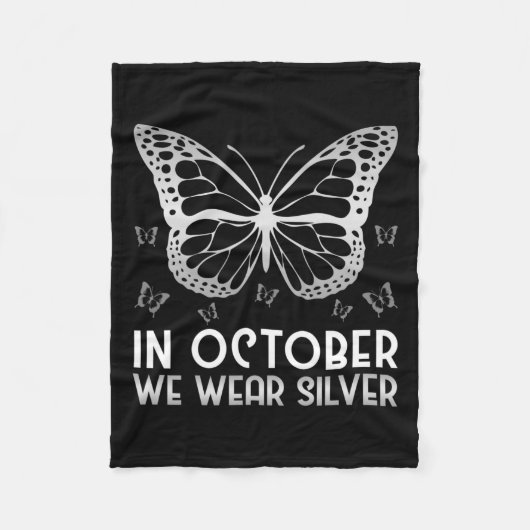 Bewustwording In oktober Draag we Silver Butterfly Fleece Deken (Voorkant)