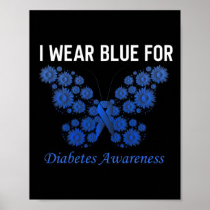 bewustwording van diabetes in november draag blauw poster