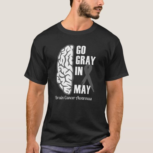 Bewustwording van hersentumor wordt grijs in mei M T-shirt (Voorkant)