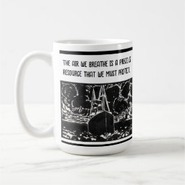 Bewustwording van luchtvervuiling: moderne, trendy koffiemok