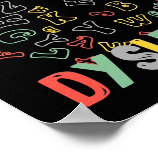 Bewustzijn Alfabet Regenboog Zilveren Lint Retro Poster (Hoek)