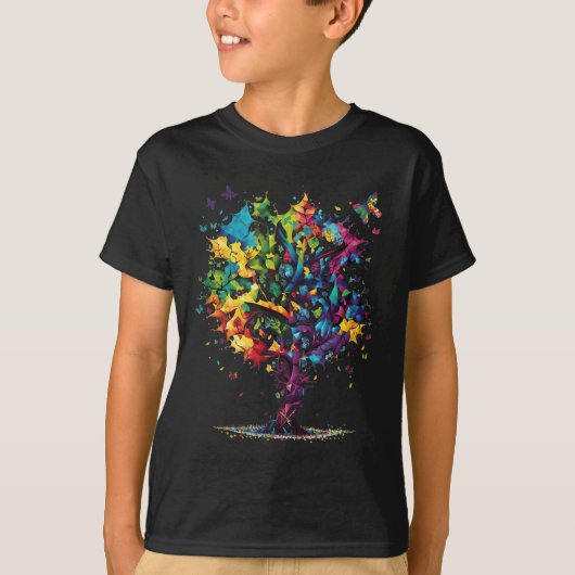 Bewustzijn Autisme Puzzel Stukken Kleurrijke Boom  T-shirt (Voorkant)