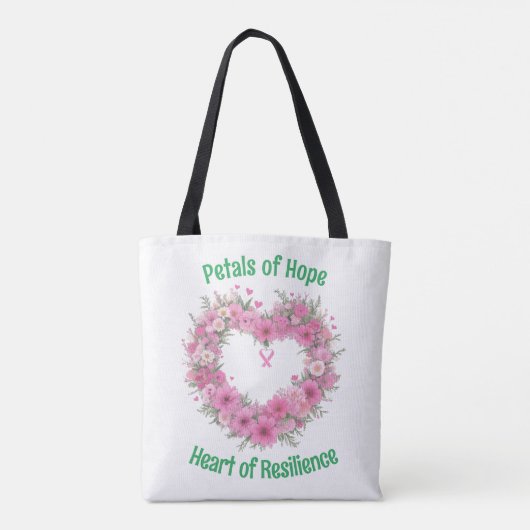 Bewustzijn bij borstkanker Floral Heart Tote Bag (Achterkant)