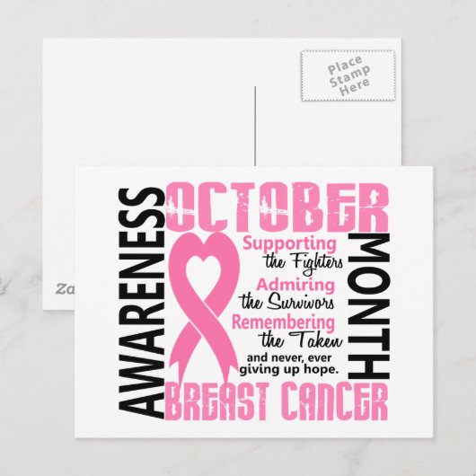 Bewustzijn bij borstkanker Maand Hart 1.5 Briefkaart (Voorkant / Achterkant)