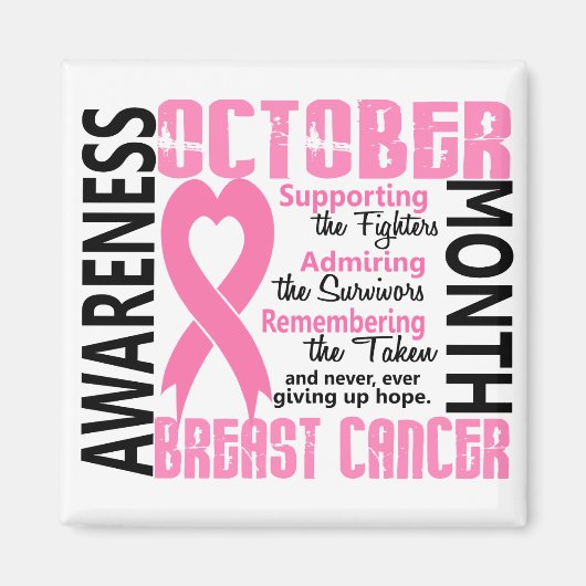 Bewustzijn bij borstkanker Maand Hart 1.5 Magneet (Voorkant)