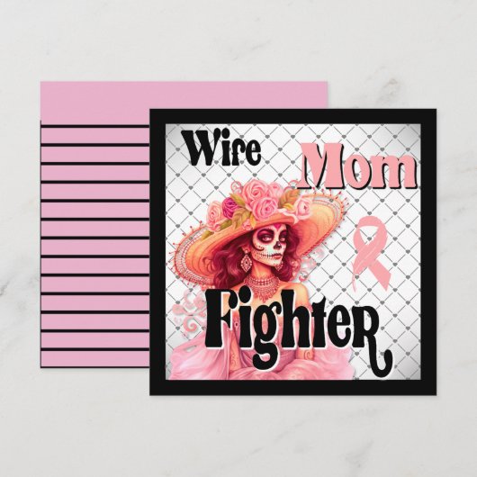 Bewustzijn bij borstkanker Sugar Skull Feestdagenkaart (Voorkant / Achterkant)