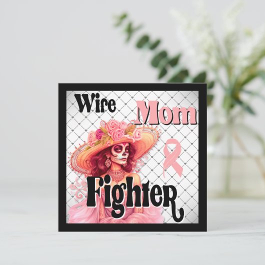 Bewustzijn bij borstkanker Sugar Skull Feestdagenkaart (Staand voorkant)