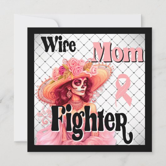 Bewustzijn bij borstkanker Sugar Skull Feestdagenkaart (Voorkant)