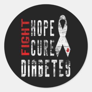 Bewustzijn bij diabetes type 1 - diabetes genezen ronde sticker