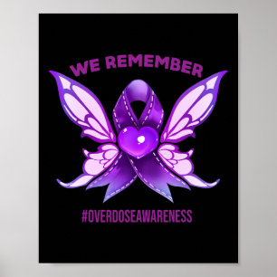 Bewustzijn bij overdosering Onthoud Paarse lint ei Poster