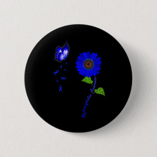 Bewustzijn Blauwe Vlinder Zonnebloem Lint Ronde Button 5,7 Cm