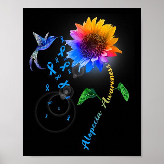 Bewustzijn Blauwe Zonnebloem Kolibrie Poster (Voorkant)