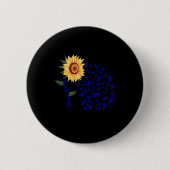 Bewustzijn Donkerblauw Lint Haaruitval Zonnebloem  Ronde Button 5,7 Cm (Voorkant)