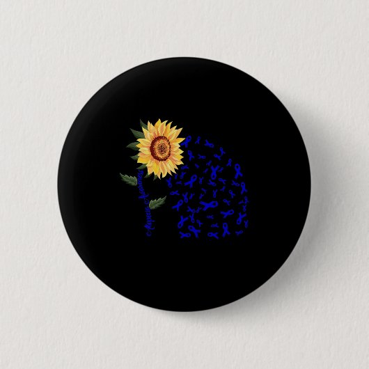 Bewustzijn Donkerblauw Lint Haaruitval Zonnebloem  Ronde Button 5,7 Cm (Voorkant)