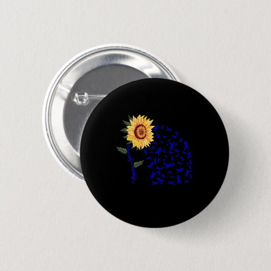 Bewustzijn Donkerblauw Lint Haaruitval Zonnebloem  Ronde Button 5,7 Cm (Voorkant /achterkant)