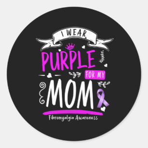 Bewustzijn en fibro design Ik Draag Paarse voor ma Ronde Sticker