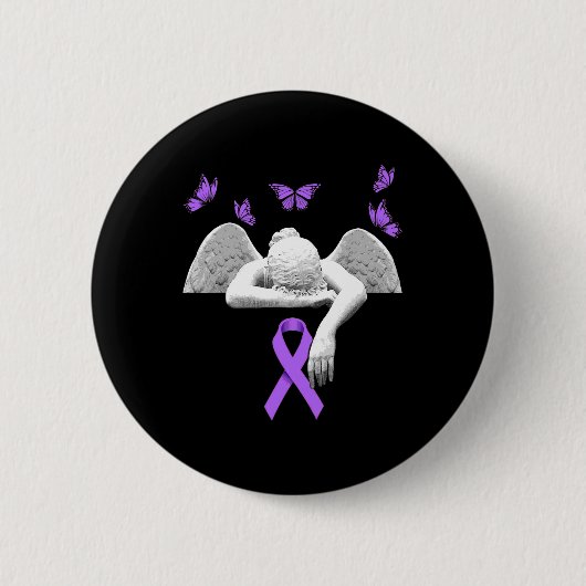 Bewustzijn Engel Paarse Lint Vlinder  Ronde Button 5,7 Cm (Voorkant)