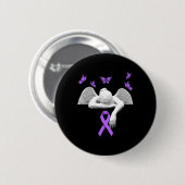 Bewustzijn Engel Paarse Lint Vlinder  Ronde Button 5,7 Cm (Voorkant /achterkant)