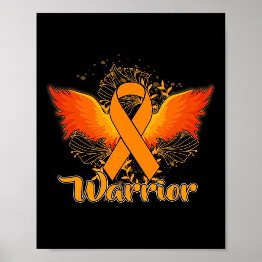 Bewustzijn Fun Warrior Sinaasappel Ribbon Gift Poster (Voorkant)