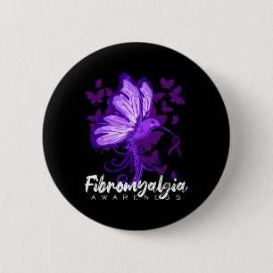 Bewustzijn Hummingbird Holding Paarse Lint Ronde Button 5,7 Cm