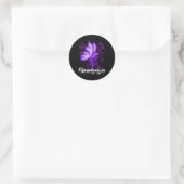 Bewustzijn Hummingbird Holding Paarse Lint Ronde Sticker (Tas)