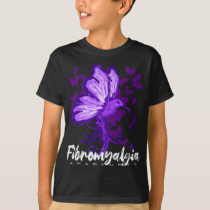 Bewustzijn Hummingbird Holding Paarse Lint T-shirt