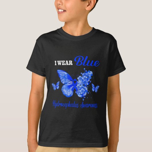 Bewustzijn Ik Draag Blauwe Vlinder T-shirt (Voorkant)