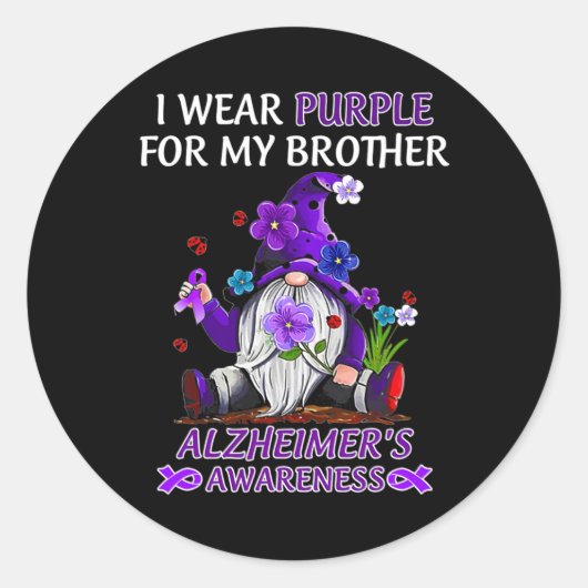 Bewustzijn Ik Draag Paarse voor mijn broerkabouter Ronde Sticker (Voorkant)