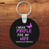 Bewustzijn Ik Draag Paarse voor mijn vrouw Sleutelhanger (Voorkant)