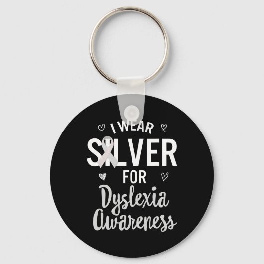 Bewustzijn Ik Draag Silver Ribbon Leren lezen Di Sleutelhanger (Voorkant)