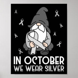 Bewustzijn in oktober dragen we zilveren gnom poster