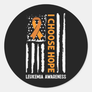 Bewustzijn Leukemie Kanker USA Vlag Sinaasappel Ri Ronde Sticker