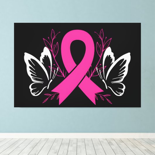 Bewustzijn Lint borstkankerbewustzijn Canvas Afdruk (Insitu (Houten vloer))