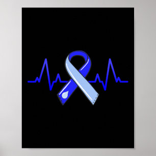 Bewustzijn Maand Hartslag Blauw Lint Poster