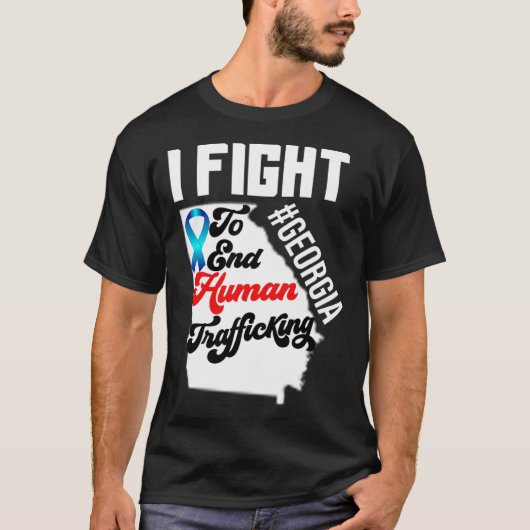 Bewustzijn mensenhandel Georgië State Map SIL T-shirt (Voorkant)