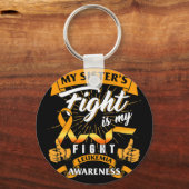 Bewustzijn Mijn zus vecht mijn Oranje lint Sleutelhanger (Voorkant)