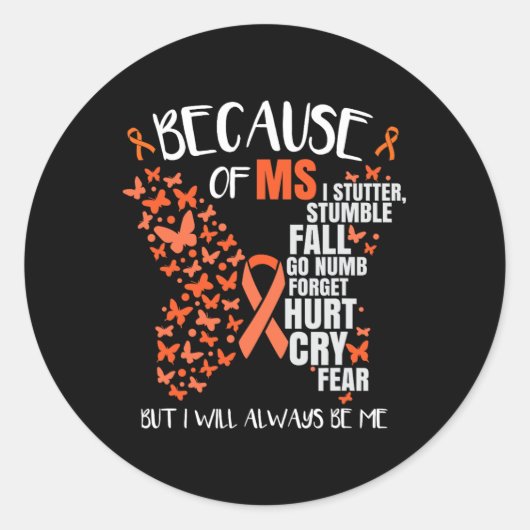 Bewustzijn Multiple Sclerosis Butterfly Ronde Sticker (Voorkant)