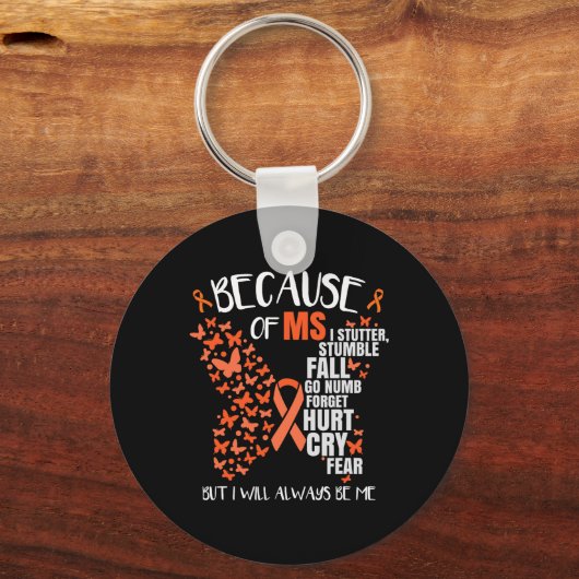 Bewustzijn Multiple Sclerosis Butterfly Sleutelhanger (Voorkant)