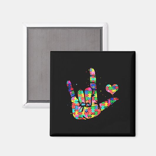 Bewustzijn ook liefde gebarentaal puzzelstukjes magneet (Voorkant / Achterkant)