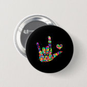 Bewustzijn ook liefde gebarentaal puzzelstukjes ronde button 5,7 cm (Voorkant /achterkant)