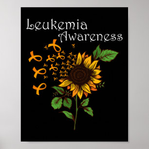 Bewustzijn Oranje lint met zonnebloem Poster