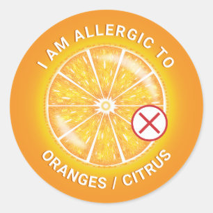 Bewustzijn over voedselallergie bij Oranje citrusv Ronde Sticker