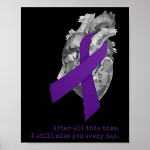 Bewustzijn Paarse lint hart mis je Poster