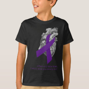 Bewustzijn Paarse lint hart mis je T-shirt