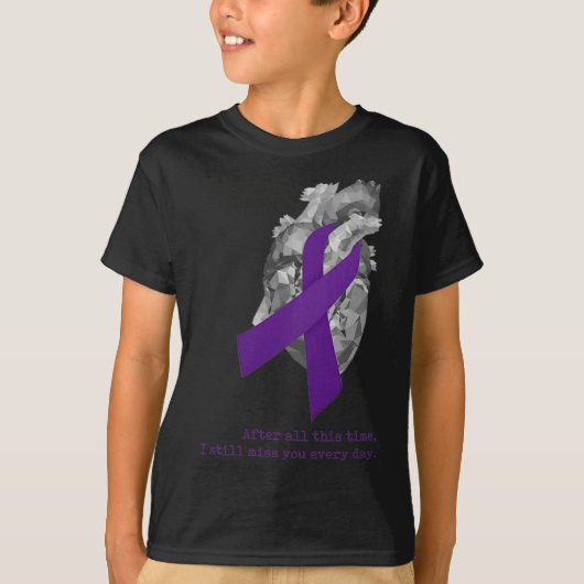 Bewustzijn Paarse lint hart mis je T-shirt (Voorkant)