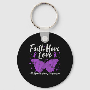 Bewustzijn Paarse Vlinder Fibro Warrior Grunge Sleutelhanger