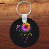 Bewustzijn Paarse Zonnebloem Kolibrie Sleutelhanger (Voorkant)