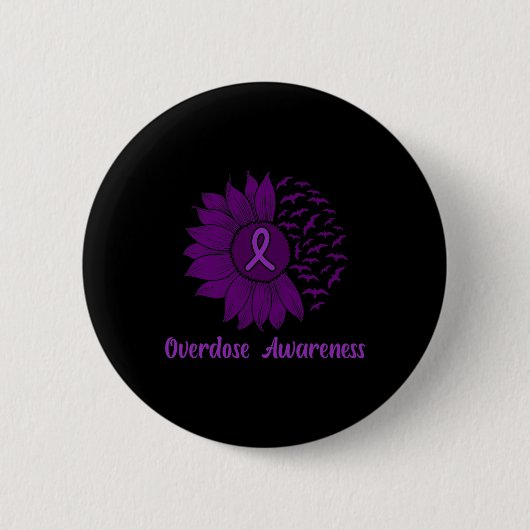 Bewustzijn Paarse Zonnebloem Ronde Button 5,7 Cm (Voorkant)