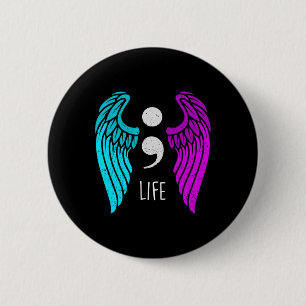 Bewustzijn - Semi Colon Life Angel Ronde Button 5,7 Cm
