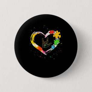 Bewustzijn Speciale Ed Leraar ASL Gebarentaal PUZ Ronde Button 5,7 Cm